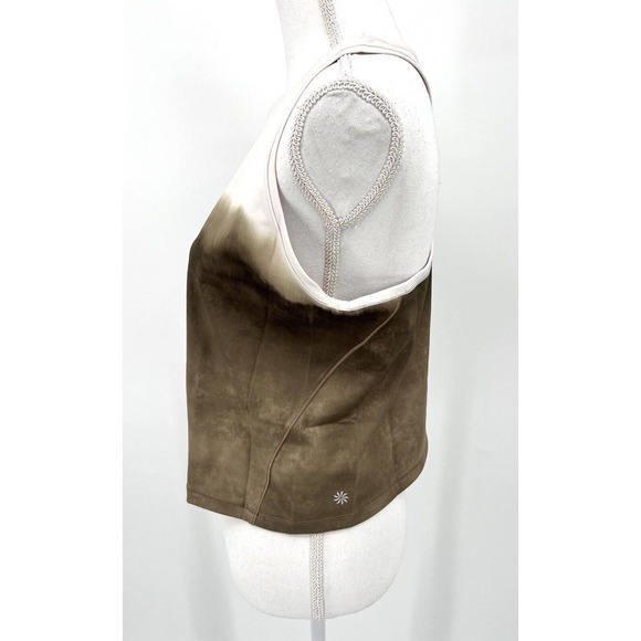 NWT Athleta Shanti Watercolor Stripe Crop Tank 1X Mortar Mushroom Fitted Top - Picture 3 of 8